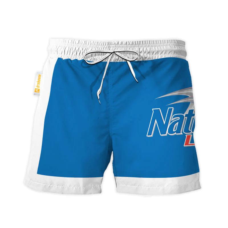 Natural Light Blue White Basic Swim Trunks - VinoVogue.com