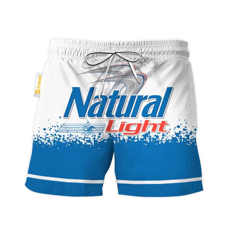 Natural Light White Blue Basic Swim Trunks - VinoVogue.com