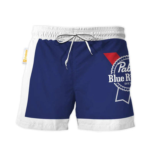 Pabst Blue Ribbon Blue White Basic Swim Trunks - VinoVogue.com