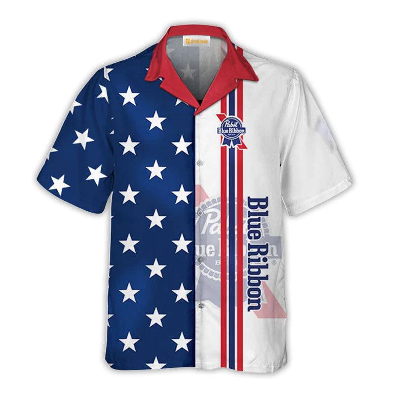 Pabst Blue Ribbon Fourth Of July Hawaiian Shirt - VinoVogue.com