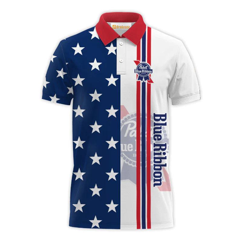 Pabst Blue Ribbon Fourth Of July Polo Shirt - VinoVogue.com