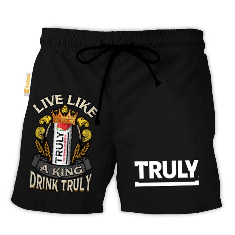 Truly Hard Seltzer Black Basic Swim Trunks - VinoVogue.com