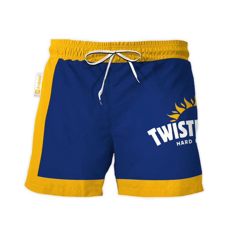 Twisted Tea Blue Yellow Basic Swim Trunks - VinoVogue.com