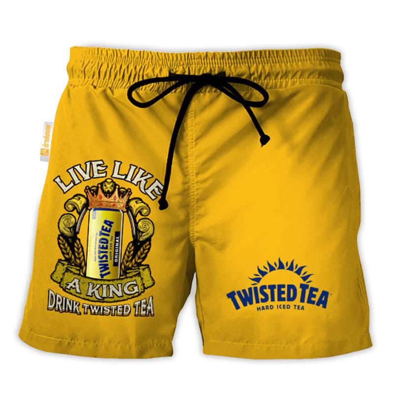 Twisted Tea Yellow Basic Swim Trunks - VinoVogue.com